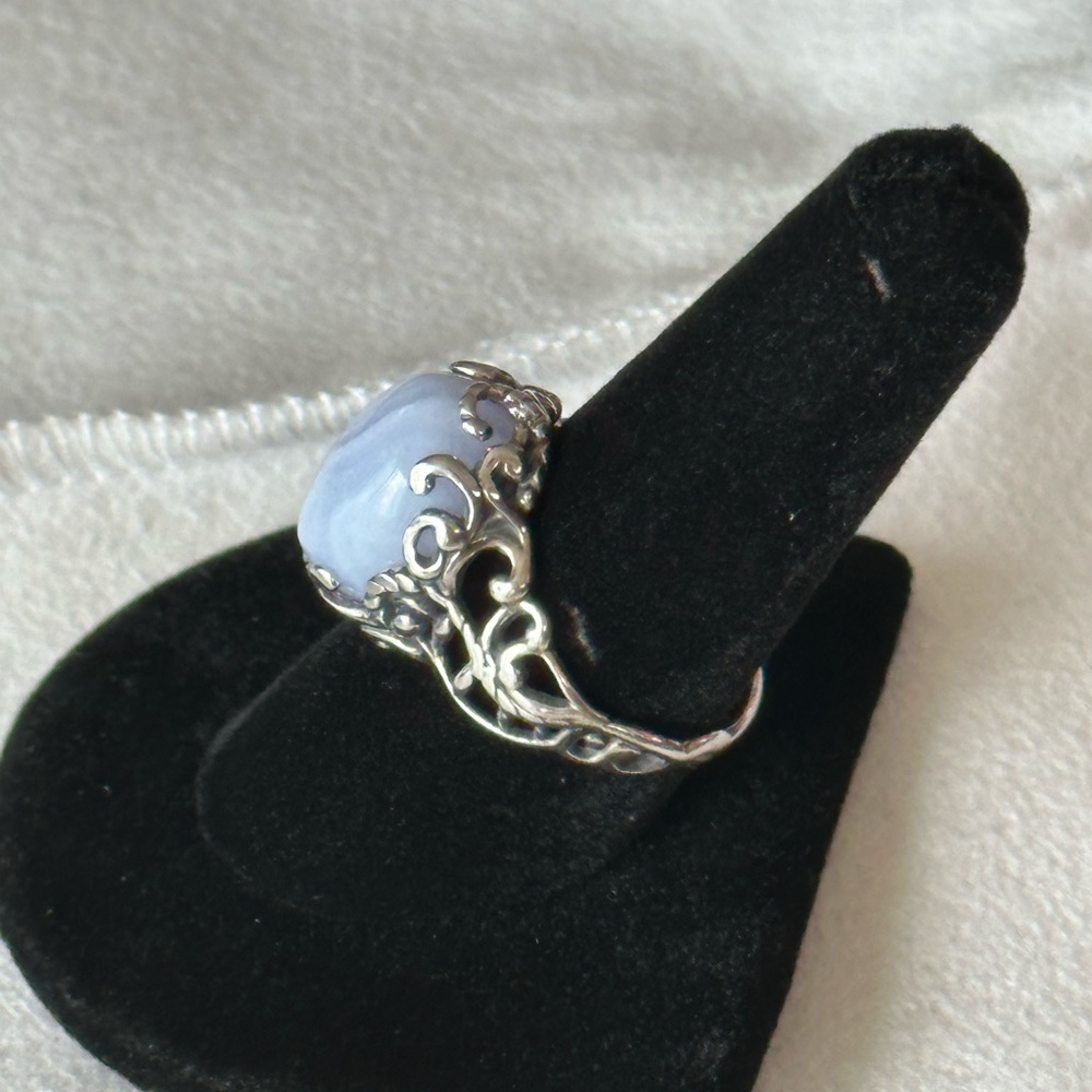 92.5 Blue Lace Agate Ring - Picture 4 of 11